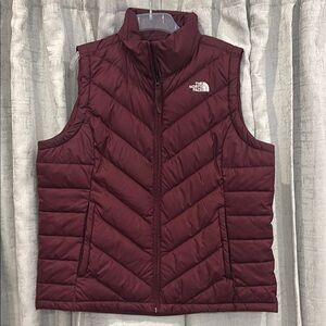 The North Face burgundy Insulated Vest with Chevron Quilting